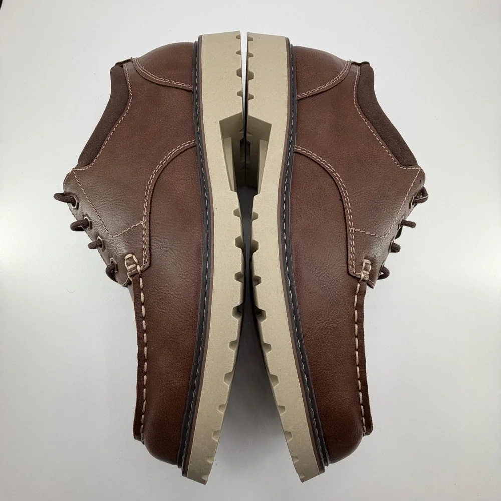Eddie Bauer Strider Boat Shoes Mens Size 13 Tan Brown‎ Moc Toe Lace Up NEW